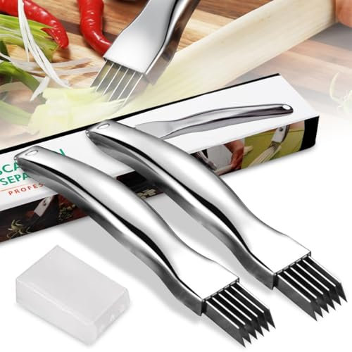 SHSMPXOY 2 PCS Shred Silk The Knife New Couteau à Oignon Vert Haché en Acier Inoxydable Couteau à Déchiqueter Gadget Multifonctionnel pour Trancher Les Aliments MénagersTomates Carotte Concombre