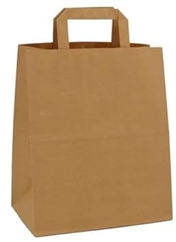 25 Shopper Carta Sacchetti di Carta con Manici Avana 32x45 Busta in carta Kraft Marrone Borsa Ecologica (32+16x45 cm)