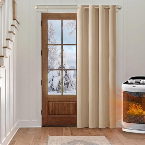 MIULEE Verdunklungsvorhänge Thermovorhang mit Ösen Blickdicht Beige 1 Stück | 140x215cm Blickdichter Thermostoff für Wohnzimmer und Schlafzimmer, hilft Licht, Hitze und Kälte zu reduzieren.