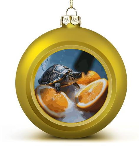 Baumschmuck, Kugel, rot und gold, bruchsicher, Weihnachtskugeln, hängende Kugeln, Schildkröten, aus Orangen, bedruckte Weihnachtskugel für Urlaubsdekoration, 6,1 cm