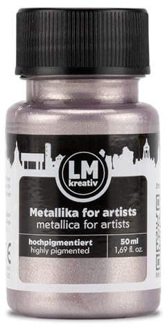 LM-Kreativ Metallika for Artists Peinture acrylique métallisée 50 ml Rose Pour projets créatifs sur bois, toile, céramique Très couvrante, résistante à la lumière, pour artistes et bricoleurs