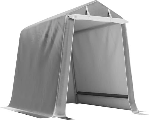 Carpa exterior para garaje Cobertizo de almacenamiento portátil de 6 x 8 pies, cobertizo de almacenamiento for exteriores con puertas enrollables con cremallera, cochera resistente a los rayos UV e im