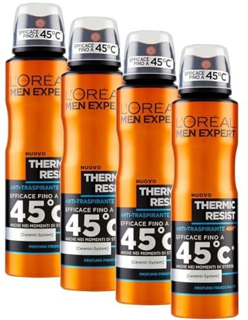 L'oreal - Men desodorante aerosol térmica resist 150 ml. desodorante corporal (Paquete de 4)