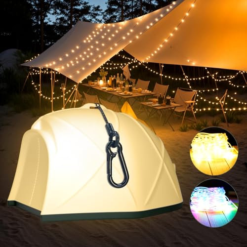 LangPlus+ LED String Lights 15M, Waterproof Strip Lights with 9 Lighting Modes (Multicolor, Warm White), USB Rechargeable Retractable Camping Fairy Light for Halloween, Christmas, New Year Decor