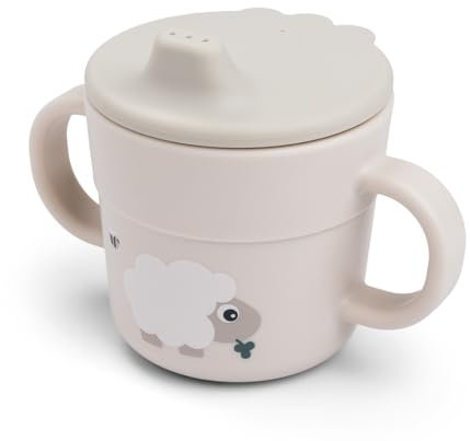 Done by Deer Foodie Trinklernbecher Tiny farm Beige, 2-in-1 - Kinderbecher mit Henkel und Trinkbecher mit Deckel, Schnabeltasse: 100% PP, Dichtungsring: 100% Silikon alle Teile in Lebensmittelqualität