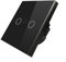 Smart Light Switches, Double Dimmer Touch Switch 2-Gang 1-Way LED Compatible White Glass Panel No Neutral Wire 110-240V(black)