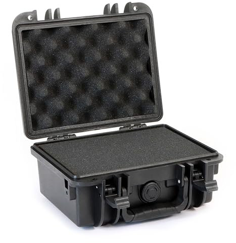 Wiltec Universalkoffer 25 x 21,8 x 11,3 cm, wasserdichter Transportkoffer, Schutzkoffer aus PP und Glasfaser, Koffer mit Würfelschaumstoff