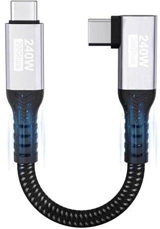 USB C Datenkabel Kurz,USB C Kabel Winkel 20CM,20Gbps/240W/5K@60Hz USB 3.2 Gen2×2,USB C auf US B C 90 Grad PD3.1 4K@144Hz Videokabel für iPhone 16/Plus/Pro/Pro Max/iPhone 15/MacBook Pro/iPad Pro,PSSD
