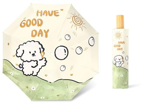 Umbrella, Regenschirm Kinder, Cartoon Umbrella Regenschirm,Kompakt Winddicht Für Mädchen Jungen Frauen(Süßer Welpea)