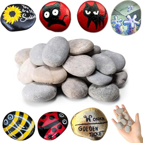 40 Stück 1-3cm Flache Steine zum Bemalen Kieselsteine Glatte Kieselsteine zum Bemalen Malsteine Kies Dekosteine Naturstein Gemalter Kieselsteine Natürliche Flusssteine Strand Kiesel für Bunte Malerei