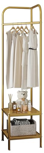 Portant à Vêtements, Portemanteaux d'Angle, Porte-Vêtements Pour Chambre, Porte-Vêtements Indépendant Avec 2 Étagères De Rangement Et Crochets En Métal Pour Chambre, Entrée, Couloir, 42x42x190 cm
