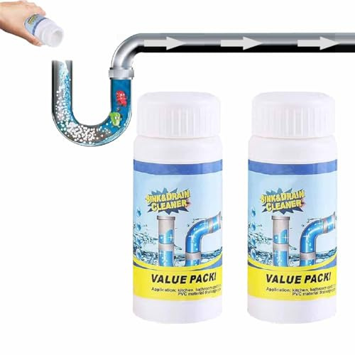 Sink Drain Cleaner,Powerful Sink and Drain Cleaner Powder,Foam Cleaner,Fast Foaming,Multi-functional Pipe Dredge,Pipeline Dredging Agent,Cleaning Tool for Home Kitchen Toilet (2pcs)