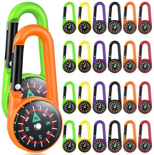 Hemobllo Kompass Karabiner Clip-on Selbstverriegelnd Schlüsselanhänger Mit Tragbarem Kompass Für Outdoor Wandern Camping Angeln Und Bergsteigen 24 Stück
