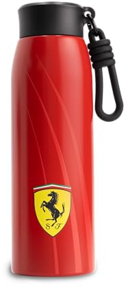 Ferrari Scuderia Logo Trinkflasche - Rot - 600 ml | An der Basis befindet sich ein Scudetto-Abzeichen, Teaminspiriertes Design und Branding, Offiziell lizenziert