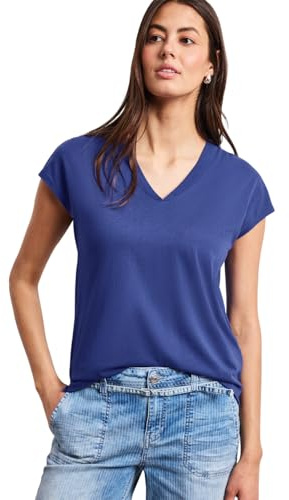 Street One Dropped Shoulder Shirt mit V-Neck Amparo Blue 40