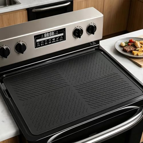 PIGIAOKA Silicone Stove Top Covers 71x50cm Ceramic Hob Cover for Electric Cooker, Heat Resistant Hob Scratch Protector Cover for Electric Stove Black