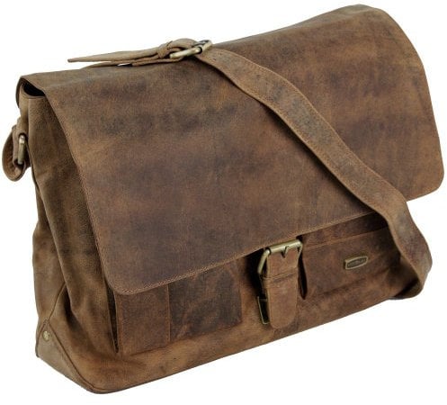 Harolds Antik Messenger Bag aus Leder 39 cm Natur