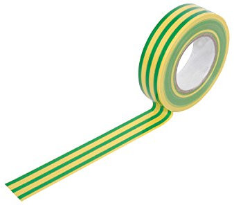 MERCURY Ruban isolant électrique de 20 m – Adhésif PVC puissant | Résistant à l'eau et ignifuge | Approuvé BS | Utilisation professionnelle et bricolage | Vert et jaune