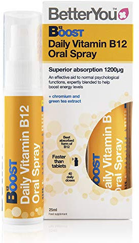 BetterYou - Boost12 | Vitamina B12 Vegana, Spay Oral Sabor Albaricoque 25ml - 48 Dosis de 1.200µg
