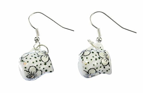 Creamer Boucles d'oreilles en porcelaine de lait cruche taches de café vert Miniblings