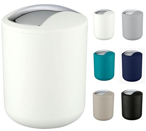 WK Brasilia Matt Finish 6.5 Ltr Swing Bin (White)