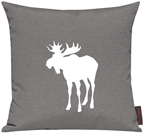 Shirtinstyle Sofakissen, Kissenbezug, Kissenhülle, Tiere Dein Lieblings Tier Elch, Größe 40 x 40cm, Farbe Grau
