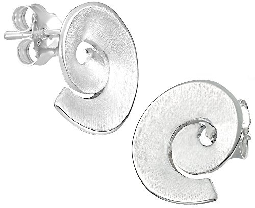 Vinani Ohrstecker Spirale Schnecke gewölbt mattiert Sterling Silber 925 Ohrringe 2OSM