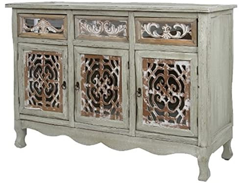 Casa Padrino Landhausstil Kommode mit 3 Türen und 3 Schubladen Antik Grau/Antik Braun 120 x 40 x H. 79 cm - Handgefertigte Anrichte im Landhausstil
