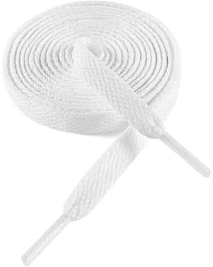 VSUDO 54 Flat White Shoe Laces for Sneakers, Shoelaces for Sneakers, Replacements Shoe Strings for Women or Men (1 Pair-White-137CM)