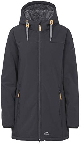 Trespass Damen Jacke Kristen, mit Kapuze, wasserdicht, längere Länge (L) (Schwarz)