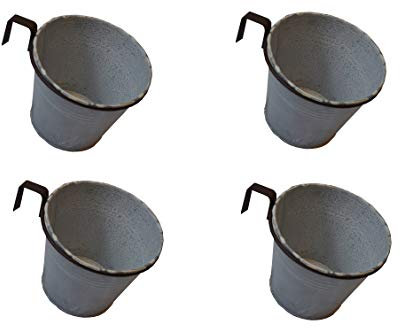 Dio 4X Pflanztopf mit Halter für Europalette Balkon usw. Metall 12X10 cm Beet Garten vor der Haustüre für Europaletten oder passende Einwegpaletten Einsatz Blumen Pflanzen