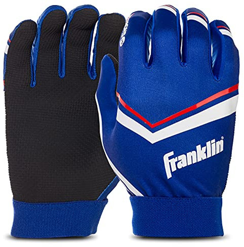 Franklin Sports Youth Football Receiver Gloves - Shoktak Youth Gloves - Kids Football Receiver Gloves - High Grip Football Gloves for Kids - Royal - Youth Medium