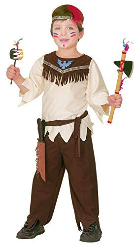 Widmann - Kinderkostüm Indianer, Oberteil, Hose, Gürtel, Stirnband, Häuptling, Wilder Westen, Karneval, Fasching, Mottoparty