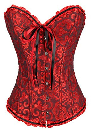 Sxybox Damen Korsett Bauchweg Vollbrust Corsage Top Gothic Burlesque Schnüren Bustier