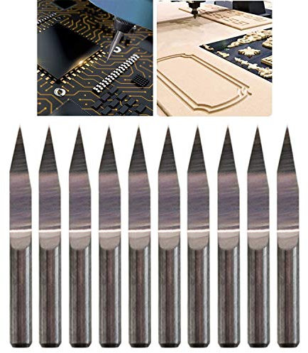 CESFONJER 10 pcs 20 ° 0,2mm Grabado de Carburo Conjunto de Brocas para Fresar Herramientas Rotativas Kit de Surtido para Maquinaria CNC Tablero de PCB Tallado Perforación Fresado Marcado Acero