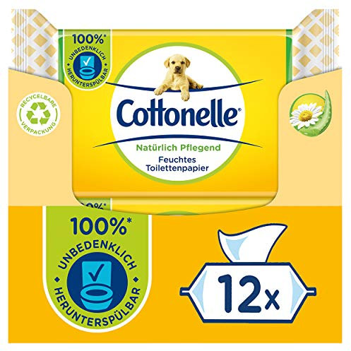 Cottonelle Feuchtes Toilettenpapier, Natürlich Pflegend, 12 x 42 Tücher