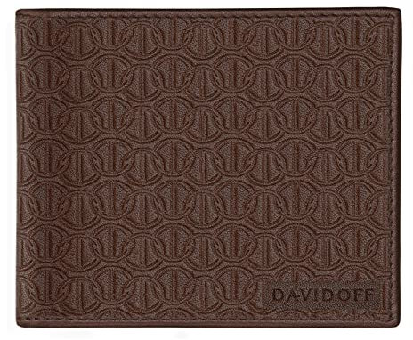 DAVIDOFF ICON Herren Portemonnaie Braun – Moderne Brieftasche aus feinem Leder – edle Herren Geldbörse mit 3 Steckfächern, 2 Taschen und Münzfach