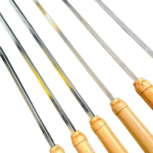 SDMAX Kebab Skewers, Barbecue Skewers 52cm Long Pack of 6pcs with Wooden Handle Reusable BBQ Skewers Kabab Sticks…