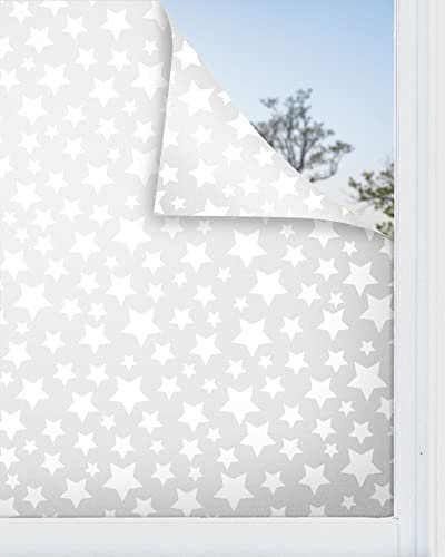 Panorama Vinilo para Ventanas Estrellas Color Gris 39x200 cm - Lámina Translúcida para Cristal - Pegatina Privacidad - Válido para Ducha - Decoración