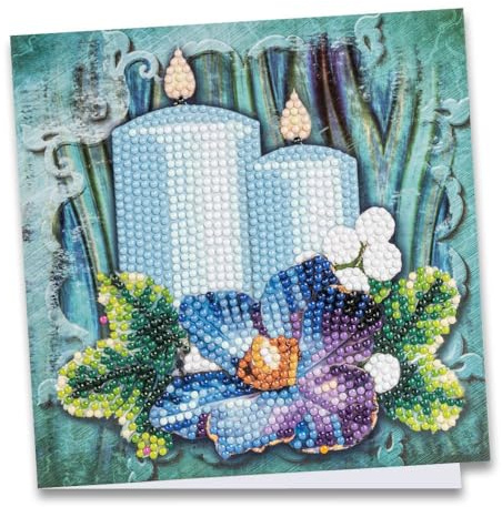 Ideen mit Herz Diamond-Painting-Grußkarte | 16 x 16 cm | 370 g/m² | inkl. Umschlag & Werkzeug (Kerze mit Christrose)