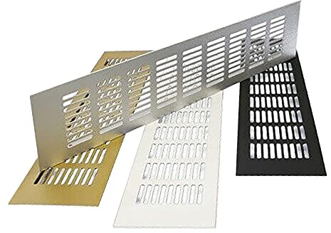 Prostko Aluminium Air Vent Grille - Furniture Metal Ventilation Cover - Built-in Appliances. (40mm x 300mm, Silver)