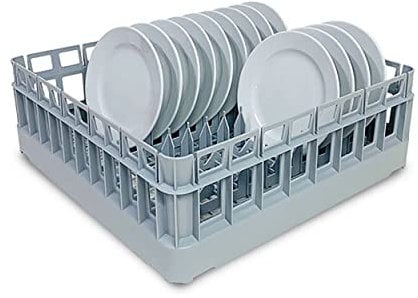 Dishwasher Baskets 500x500mm Glasswasher Basket for Washing Plates and Glassware in 500mm Commercial Dishwashers, comes with 2 x Removable Plate Holders (Holds 18 Plates)