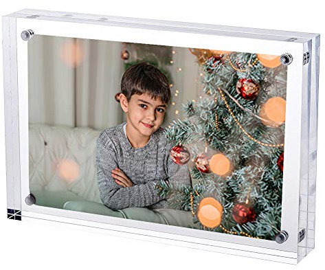 TRIXES Cadre photo en acrylique A5 – Cadre photo magnétique multi-usage effet verre, parfait pour afficher sur votre bureau, sur votre buffet ou sur une étagère murale.…
