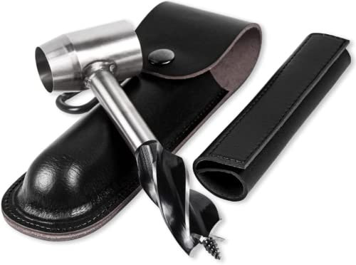 Holzbearbeitung Handbohrer, manuelle Schlangenbohrer Sets mit Holster, Handschraubenbohrer für Bushcraft Siedler Schraubenschlüssel Holz Schlangenbohrer Bohrer Outdoor Holz Heringe und Lochmacher