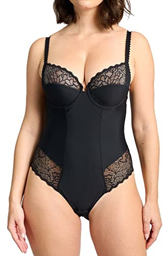 Body de Tous Les Jours Belle Lingerie Sculptante Gainante Maintien Sexy sans Armatures Invisible Seconde Peau Fermeture adaptée Poitrine tombante Femme Grande Taille Bonnet Noir