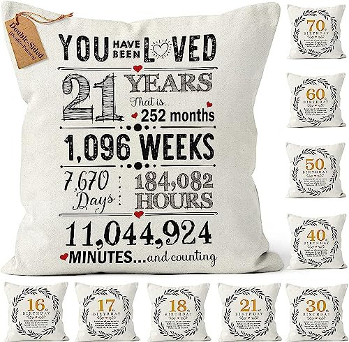 CROWNLY CRYSTAL®(Double-Sided 21st Birthday Gifts for Him Gifts for Her Populer Cushion Covers 18x18 for Women Friendship Gifts Best Sister Gifts Brother Gifts for Friends Cushions