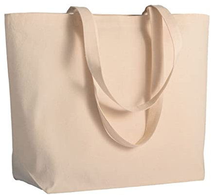 Bolsa Shopper Lona Algodón Top Espesor 280 grm 50x35x16cm Mangos Largos, natural, 50x35x16cm