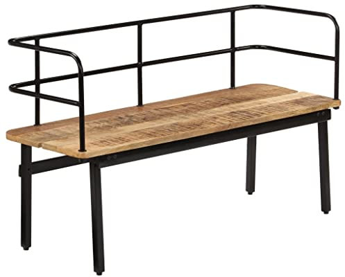Makastle Sitzbank Lounge Sitzhocker Flurbank Holzbank Shabby Deko Küchenbank mit Armlehnen und Rückenlehne, Landhausstil, für Schlafzimmer und Eingangsbereich, 120 x 40 x 70 cm