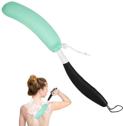 Back Scrubber for Shower with Anti-Slip Long Handle, Body Shower Brush | for Men Women Elderly, Mesh Sponge Bath Brush Body Scrubber for Exfoliating Skin and A Soft Scrub - Can Produce Rich Foam