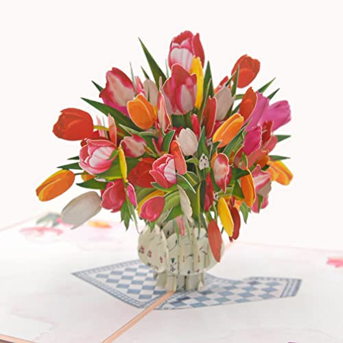Favour Pop Up® - 3D eine prachtvoller Blumenstrauss in Vase, zum Geburtstag, zum Jubiläum, auch für Geldgeschenk oder Gutschein. TF091